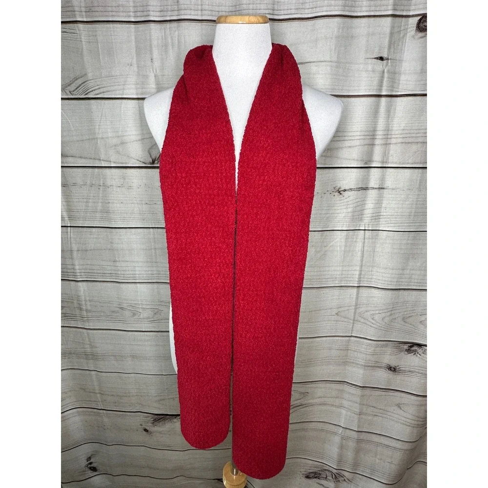 J Jill Scarf Womens OS Red Popcorn Knit Textured Cozy Warm Holiday Rectangle